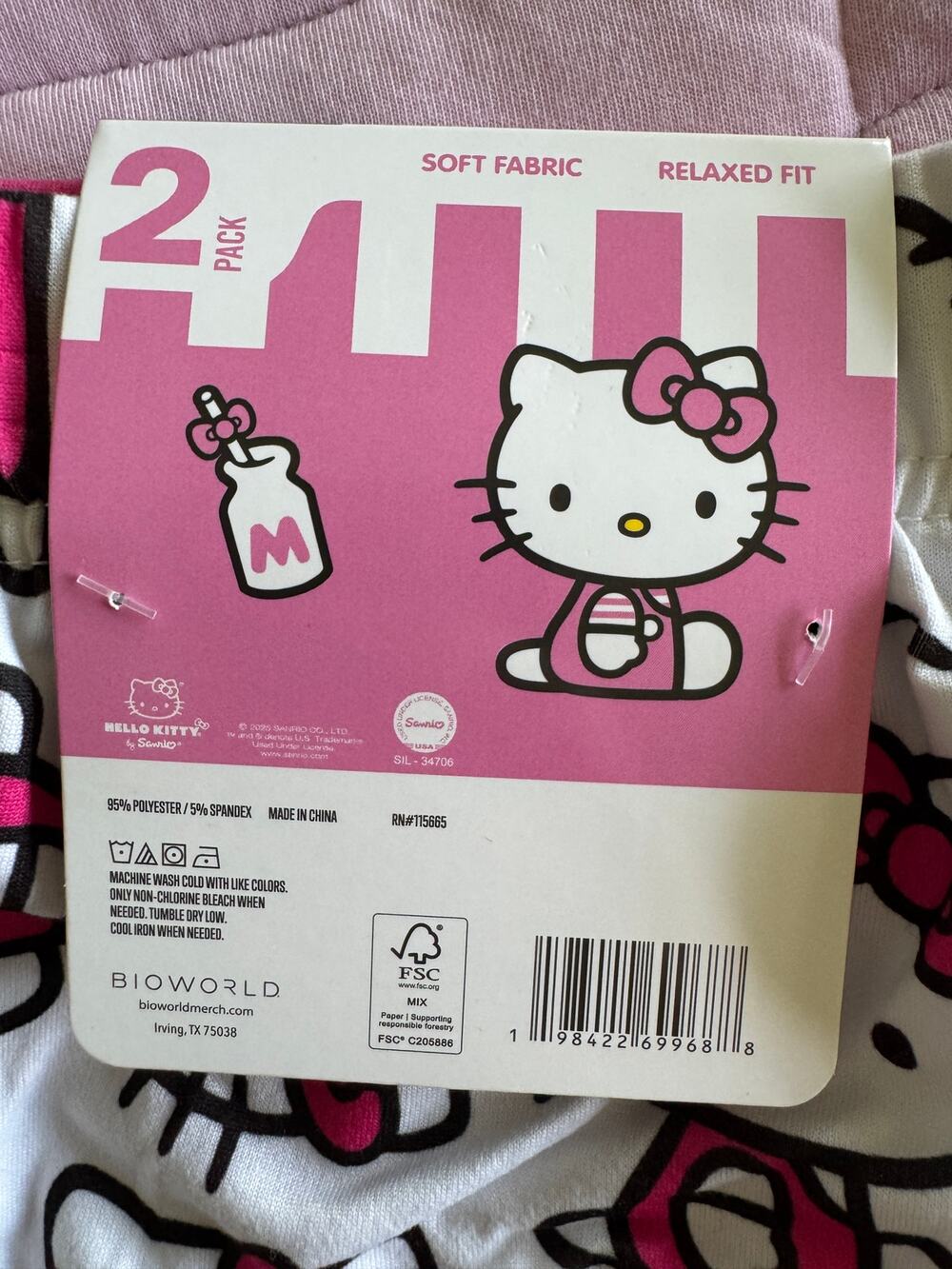 Set of 2 Hello Kitty Sleep Shorts PJ Shorts- Pink & Pattern Classic Hello Kitty